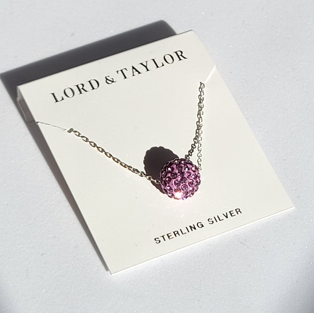 Pink Ball Necklace Lord and Taylor Sterling Silver Brand New